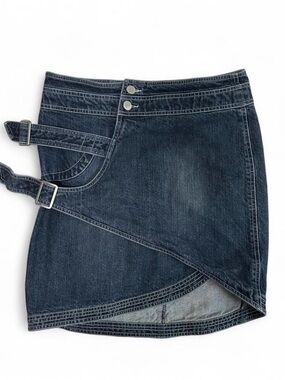 BMW Dark Blue Denim Wrap Skirt with Buckle Straps